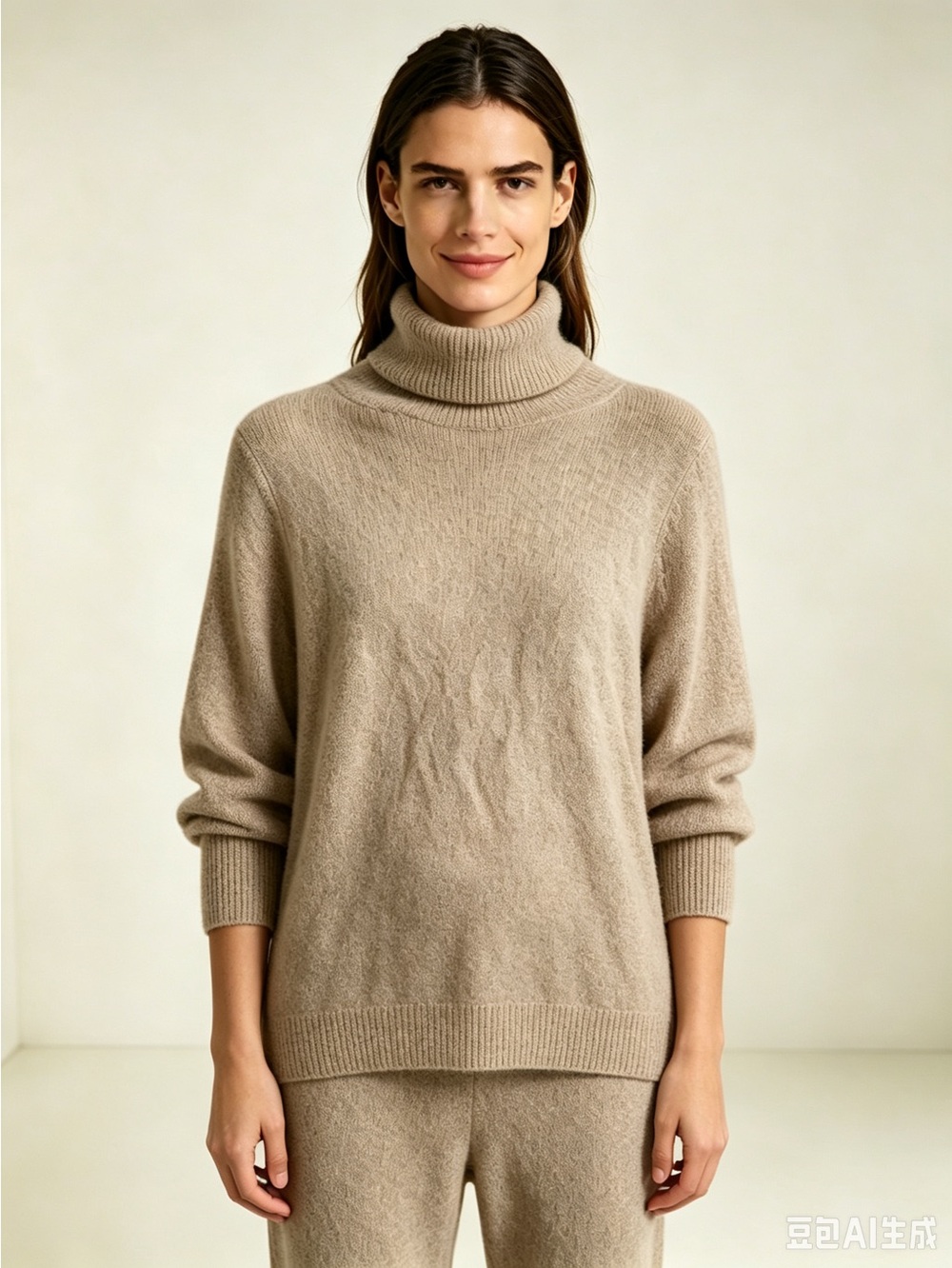 Mantovani Studio 97% Cashmere Long Sleeve Turtleneck Brown Size large
